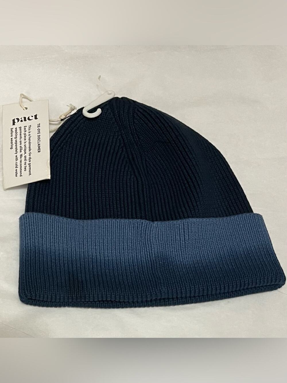 Pact Slate Blue Ombré OG Women’s Beanie Hat 100% Organic Cotton OS NWT